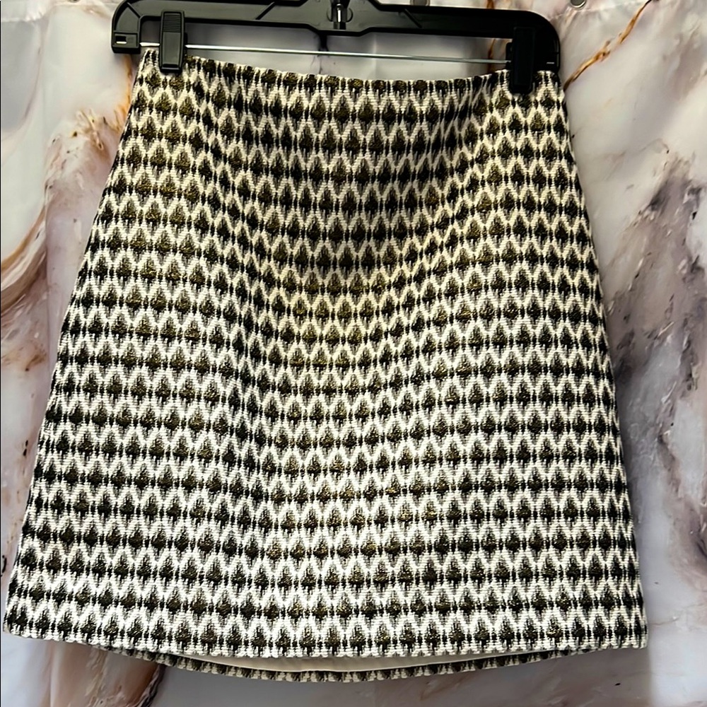 Cream and Metallic Bronze Skirt by LOFT Sz 6P